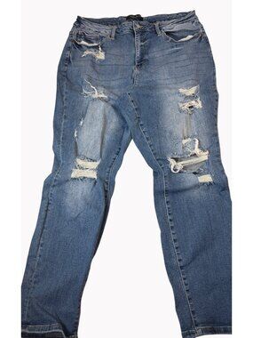 Judy Blue Distressed Womens Plus Size 20W Jeans Medium Wash High Rise